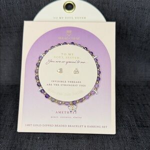 Amethyst Bracelet with Butterfly & Earring Set To My Soul Sister